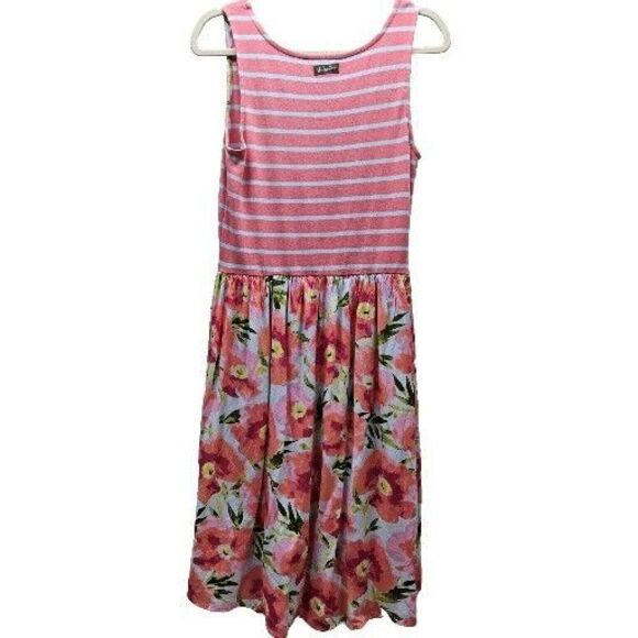 Matilda Jane Womens Pink Macaron Happy And Free Floral Stripe Dress Tank Medium - Picture 12 of 12